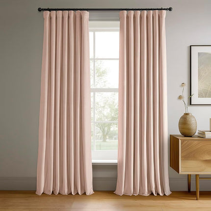HPD Half Price Drapes Signature Velvet Thermal Blackout Curtains for Living Room 120 Inch Long (1 Panel) Rod Pocket Insulated Blackout Curtains for Bedroom Window Curtains, 50W x 120L, Rosey Dawn