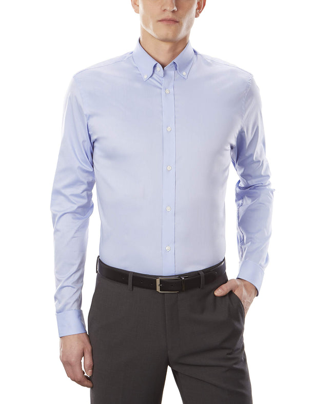 IZOD Men's Dress Shirt Slim Fit Stretch Fx Cooling Collar Solid, Sky Blue, 16"-16.5" Neck 36"-37" Sleeve