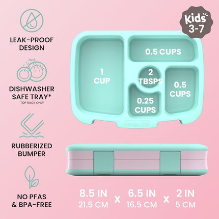 Bentgo Kids Prints Leak-Proof, 5-Compartment Bento-Style Kids Lunch Box - Ideal Portion Sizes for Ages 3-7, Durable, Drop-Proof, Dishwasher Safe, & Made with BPA-Free Materials (Leopard)