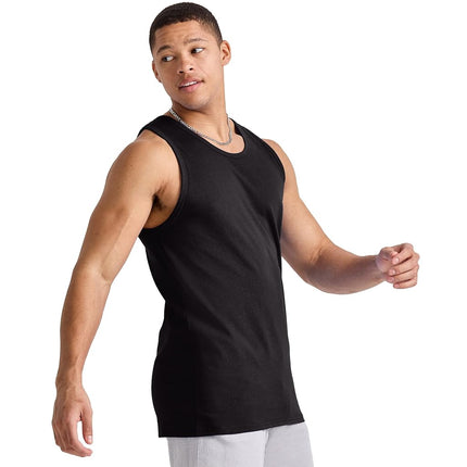 Hanes Men's Essentials Top Pack, Midweight Cotton Tanks, Sleeveless Shirts, 3-Pack, Black, Medium
