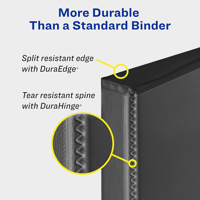 Avery Durable Clear View 3 Ring Binders, 2 Inch EZD Rings, 4-Pack of White Binders (79925)