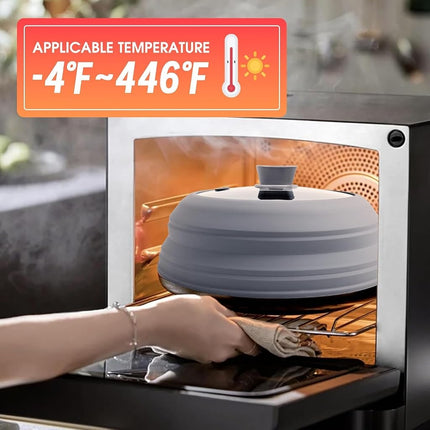 Microwave Splatter Cover 27cm, Collapsible Cookware Lid with Handle
