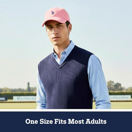 U.S. Polo Assn. Men's U.s Polo Assn. Cotton Adjustable Curved Brim With Embroidered Small Pony Logo Baseball Cap, Pink, One Size UK