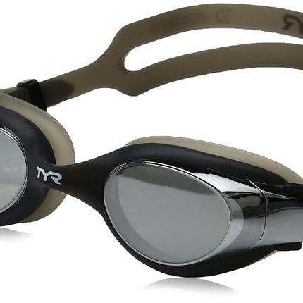 TYR Unisex Adult Vesi Mirrored Low Profile Swimming Goggles - Silver/Black/Black, Medium