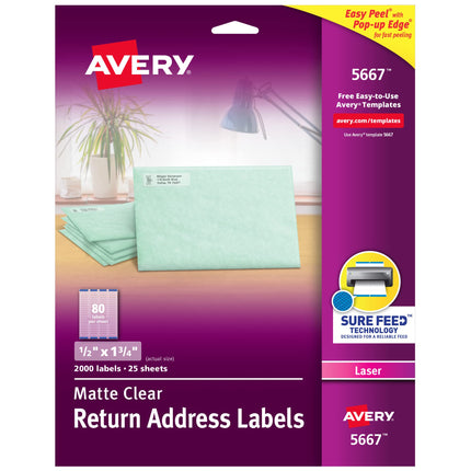 Avery Clear Easy Peel Return Address Labels for La