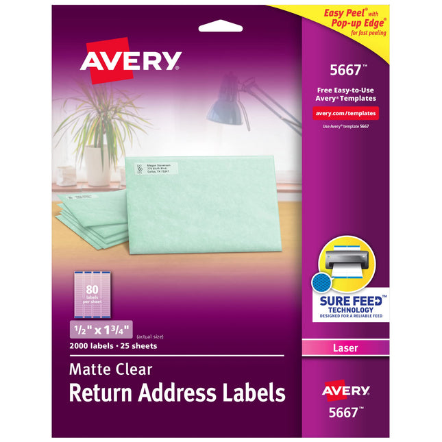 Avery Clear Easy Peel Return Address Labels for La