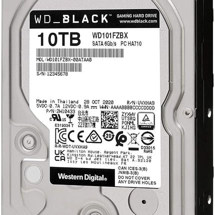 WD_BLACK 10TB Performance 3.5" Internal Hard Drive - 7200 RPM Class, SATA 6 Gb/s, 256MB Cache, 5 Year Warranty