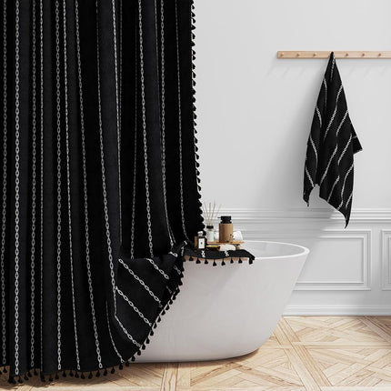 BTTN 72x96 Extra Long Boho Linen Heavy Duty Shower