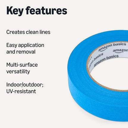 Amazon Basics Painters Tape, 2.3 cm x 55 m, Pack of 4 Rolls, Blue
