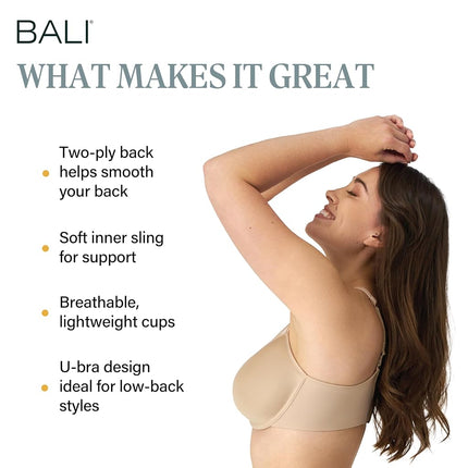 Bali womens3439One Smooth U Ultra Light Illusion Neckline Underwire Bra Bra - Beige - 40C