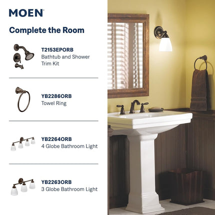 Moen Brantford Oil-Rubbed Bronze Two-Handle High Arc Widespread Bathroom Sink Faucet for 3-Hole Setups with Valve Included, TV6620ORB