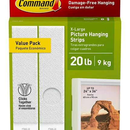 Command 17217-8ES Hanging Strips, X-Large, White, 
