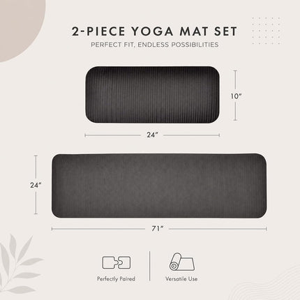 Everyday Essentials 1/2-Inch Extra Thick High Density Anti-Tear Exercise Yoga Mat with Knee Pad and Carrying Strap, Black
