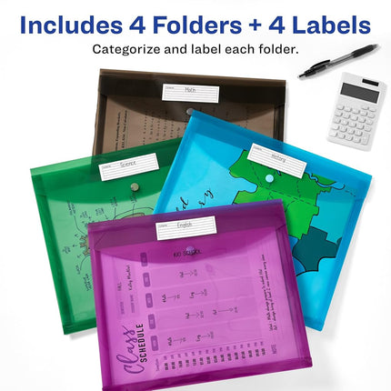 Avery Document Holder Envelope, Holds 450 Letter/A4-Size Sheets, 4-Color 4-Pack (73556)