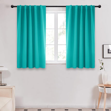 Deconovo Thermal Insulated Drapes and Curtains- Back Tab and Rod Pocket Blackout Curtains for Kid Bedroom, 42x54 Inch, Turquoise, 2 Panels