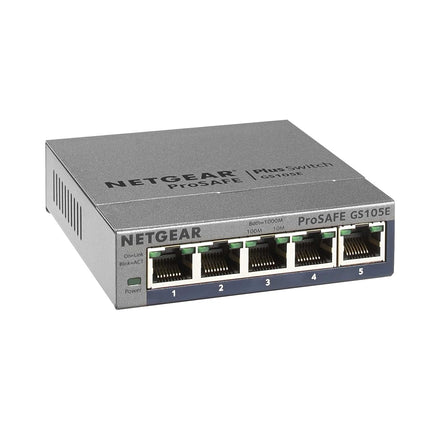 NETGEAR 5-Port Gigabit Ethernet Plus Switch (GS105Ev2) - Managed, Desktop or Wall Mount, and Limited Lifetime Protection
