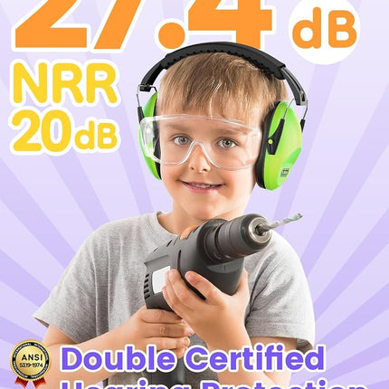 Dr.meter Noise Cancelling Ear Muffs, 2 Pack Green & Pink