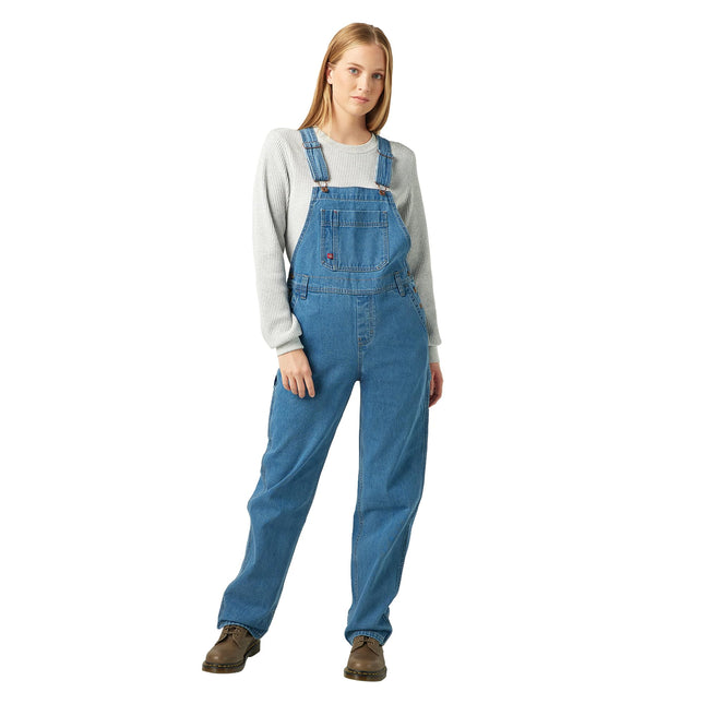 Dickies Women's Denim Bib Overall, Bleach Wash, X-