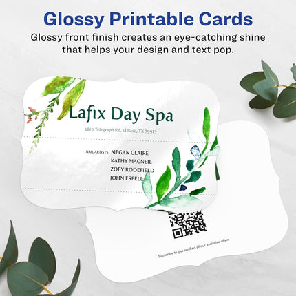 Avery Printable Rectangle Flourished Edge Postcards with Sure Feed Technology, 4" x 6", Glossy White Cardstock, Print-to-the-Edge, Laser/Inkjet Cards, 100 Total