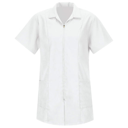 Red Kap Women's Zip-Front Smock Blouse Shirt, White, X-Small