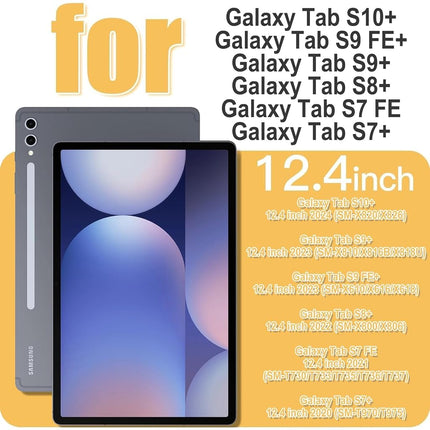 Junfire Case for Samsung Galaxy Tab S10+/S8+/S7+ 12.4 Inch, Shockproof Protective Case with Rotating Kickstand Hand Strap Pen Holder for Tablet - Green