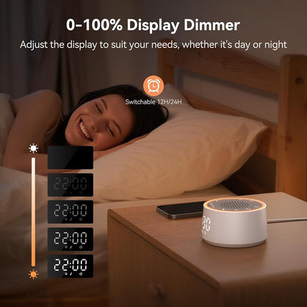 Dreamegg D1 Nova, 3 in 1 White Noise Machine, Alarm Clock with Light, White