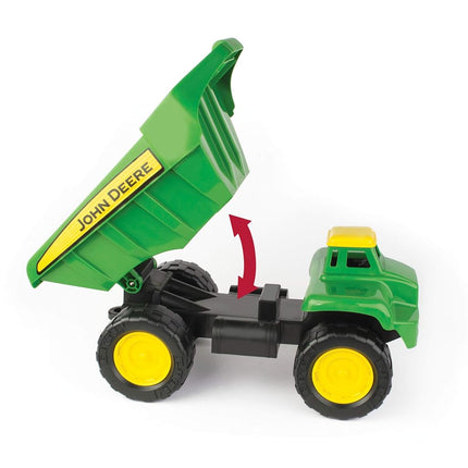 JOHN DEERE 46510 15" Big Scoop Dump Truck Sandbox Toy with Sand Tools, Green, Frustration Free Packaging