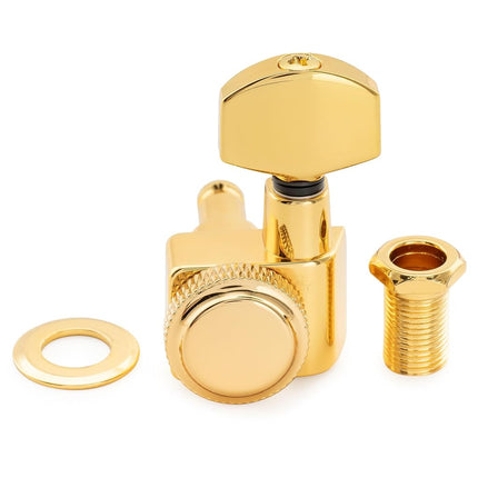 Musiclily Pro R18K-06 Lefty 6 inline 18:1 Sealed 2-Pin Locking Tuners Gold