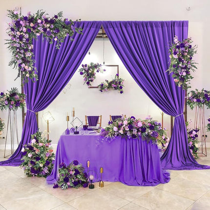 AK TRADING CO. 10 feet x 10 feet Purple IFR Polyester Backdrop Drapes Curtains Panels with Rod Pockets - Wedding Ceremony Party Home Window Decorations