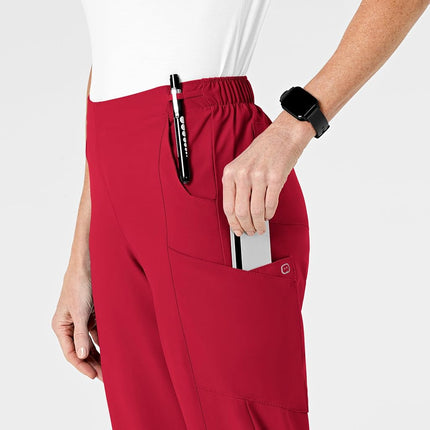 WonderWink 5155XREDT3X W123 Women's Flat Front Double Cargo Pant, Red, Extended-3X Size