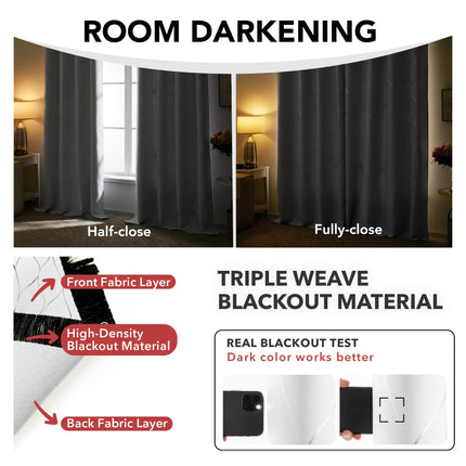 Deconovo Silver or Gold Wave Print Blackout Curtains - Thermal Insulated & Noise?Reducing Grommet Drapes for Bedroom & Living Room?Greyish White/Line?52W x 84L?2 Panels