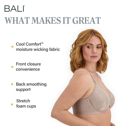 Bali Women's Comfort Revolution Front-Close Shaping Underwire Bra - Gray - 36DD