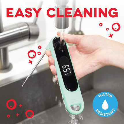 Dash Precision Quick-Read Waterproof Kitchen and Outdoor Food Cooking Thermometer with Digital LCD Display - BBQ, Chicken, Seafood, Steak, Turkey, & Other Meat, Batteries Included, One Size, Aqua