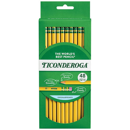 Ticonderoga Dixon Wood-Cased #2 Pencils, 48-Count,