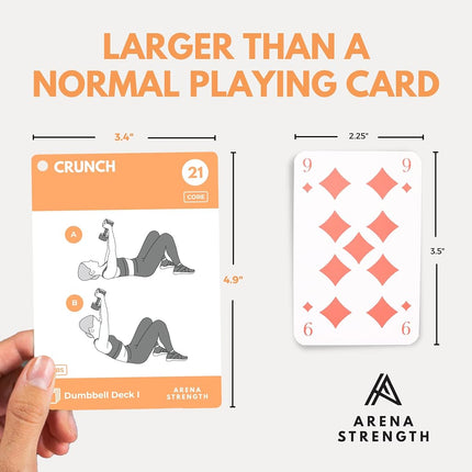 Arena Strength Dumbbell Fitness Workout Cards - Baraja de instrucciones para entrenamientos con mancuernas, instrucciones en video incluidas. Ejercicios de bajo impacto. Perfecto para el entrenamiento con mancuernas en casa.