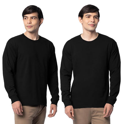 Fruit of The Loom Mens Eversoft Cotton Long Sleeve T Shirts, Breathable & Moisture Wicking with Odor Control, Sizes S-4x, Long Sleeve - Black Ink, S