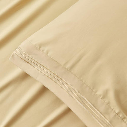 WODFAMY Microfiber Easy Fit Twin Size Bed Sheet Set Extra Soft Deep Pockets Luxury Hotel 3 Piece Set Beige Bed Sheets Twin Sheets