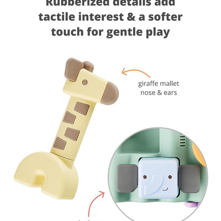 Skip Hop Tummy Time & Sitting Play Cause and Effect Musical Development Child Toy with 12 Animal Sounds, Lights, Music and 6 Activities, Geometric Wonders 2 in 1 Striking Bank