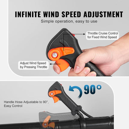 VEVOR Backpack Leaf Blower, 63CC 2-Cycle Gas Leaf Blower with 1.89L Fuel Tank, 1110CFM Air Volume 220MPH Speed, Ideal for Lawn Care, Leaf Cleaning, and Snow Removal