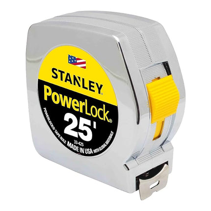 Stanley 33425 Powerlock II Power Return Rule, 1-Inch x 25ft, Chrome/Yellow