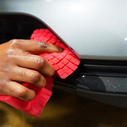 Optimum Big Red Sponge 2.0 – Better Grip and Access Tight Spaces - Safe for All Paint Types, Use for Rinseless Car Wash and Car Wash Soap