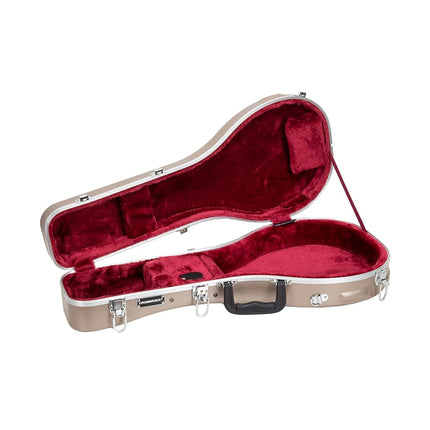 Crossrock A-Style Mandolin Case | ABS Molded Hardshell with Security Lock, Metal Feet, and Detachable Straps-Champagne (CRA862MACH)