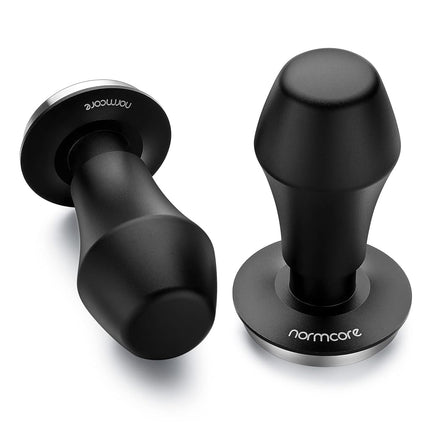 Normcore 58mm Coffee Tamper - V4 Spring-Loaded with Stainless Steel Flat Base 15lb / 25lb 30lbs Replacement Springs Anodized Aluminum Handle and Stand Fits 58mm Standard Baskets, Black