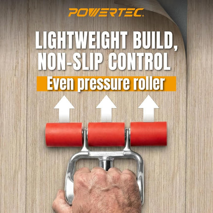POWERTEC Extendable Floor and Wall Roller for Vinyl Flooring, Tile & Linoleum Roller with Extendable 17" to 27" Handle, 7.5" Wide for LVP, Veneer, Carpet, Wall Coverings, 1PK (71033V)