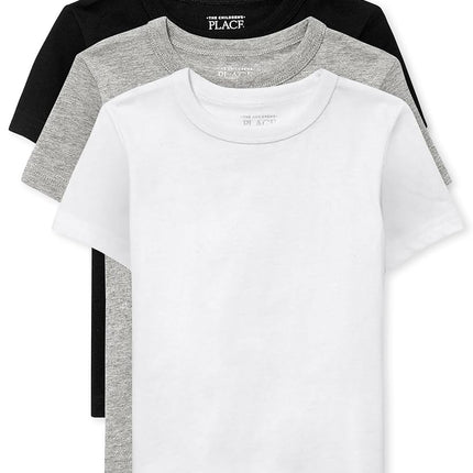The Children's Place,Baby Boys,and Toddler Basic Short Sleeve Tee,Black/Grey/White 3-Pack,2 Years