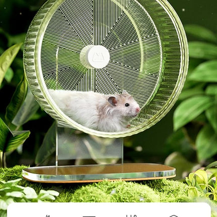 Super-Silent Hamster Exercise Wheel: Silent Spin Toys Hamster Running Wheels with Height Adjustable Stand for Hamsters Gerbils Mice Or Other Small Animals -8.5inch Green