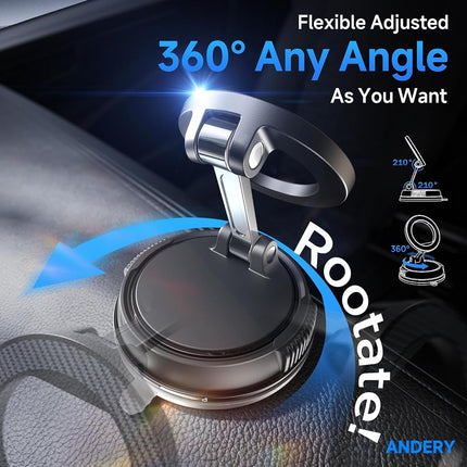 ANDERY Car Phone Holder for Magsafe [78+LBS Strongest Suction & 2400gf Magnetic] 360° Adjustable Car Phone Mount, Compatible with iPhone 17 Pro Max 16 15 14 13 12 Air Plus, Carbon Fiber