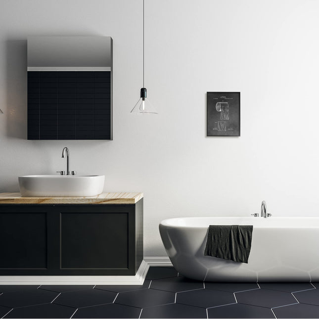 Stupell Industries – Décoration murale encadrée gris/noir vieilli avec diagramme de figure de brevet de papier toilette vintage, 11 x 14 po