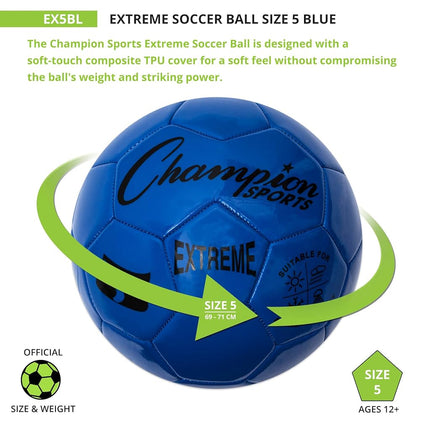 Champion Sports EX5BL Extreme Soccer Ball Size 5 Blue