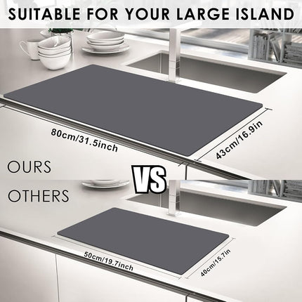 Extra Large Silicone Mat for Kitchen Counter, 31.5x16.9 Inch Heat Resistant Mat Countertop Protector, Non-Stick and Thick Silicone Pad Silicone Baking Mat for Dough and Pastry, Dark Gray